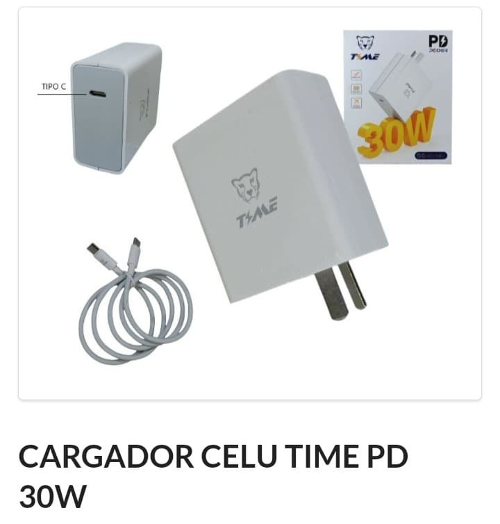 Cargador Time 30W Time Salida C + cable