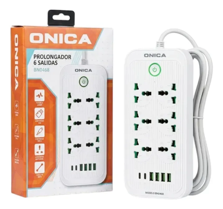 ALARGUE 2M. C/6 ENTRADAS + 4USB + 2TIPOC
